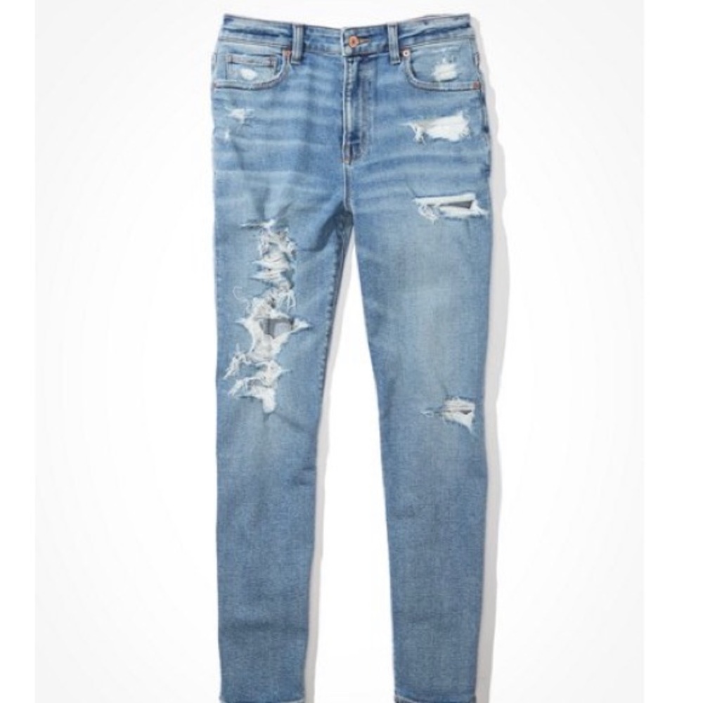 American eagle stretch ripped mom jeans